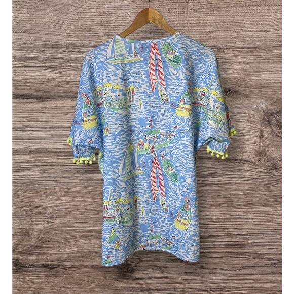 Little Lamb & Company Women's Resort Mom Print Pom Pom Swim Cover Size Small NWT - Picture 2 of 8